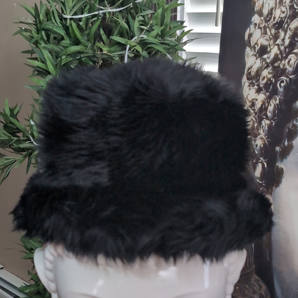 Black Faux Fur Hat